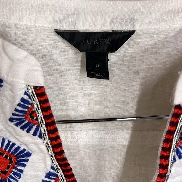 J. Crew White Embroidered Design Sleeveless Linen and Cotton Top, Women Size 0 - Picture 5 of 9